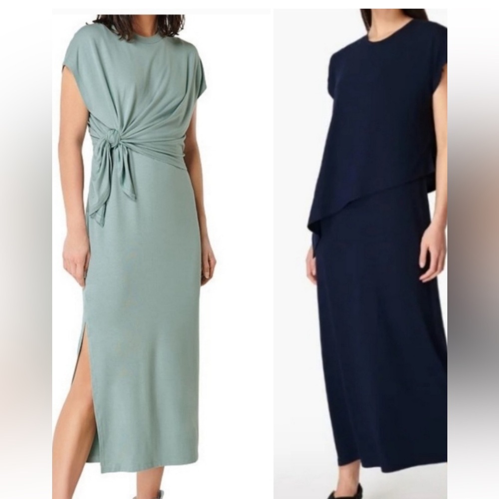 Sweaty Betty Mellow Tiered Maxi Dress in Navy Blue Women's Size XL Jersey knit